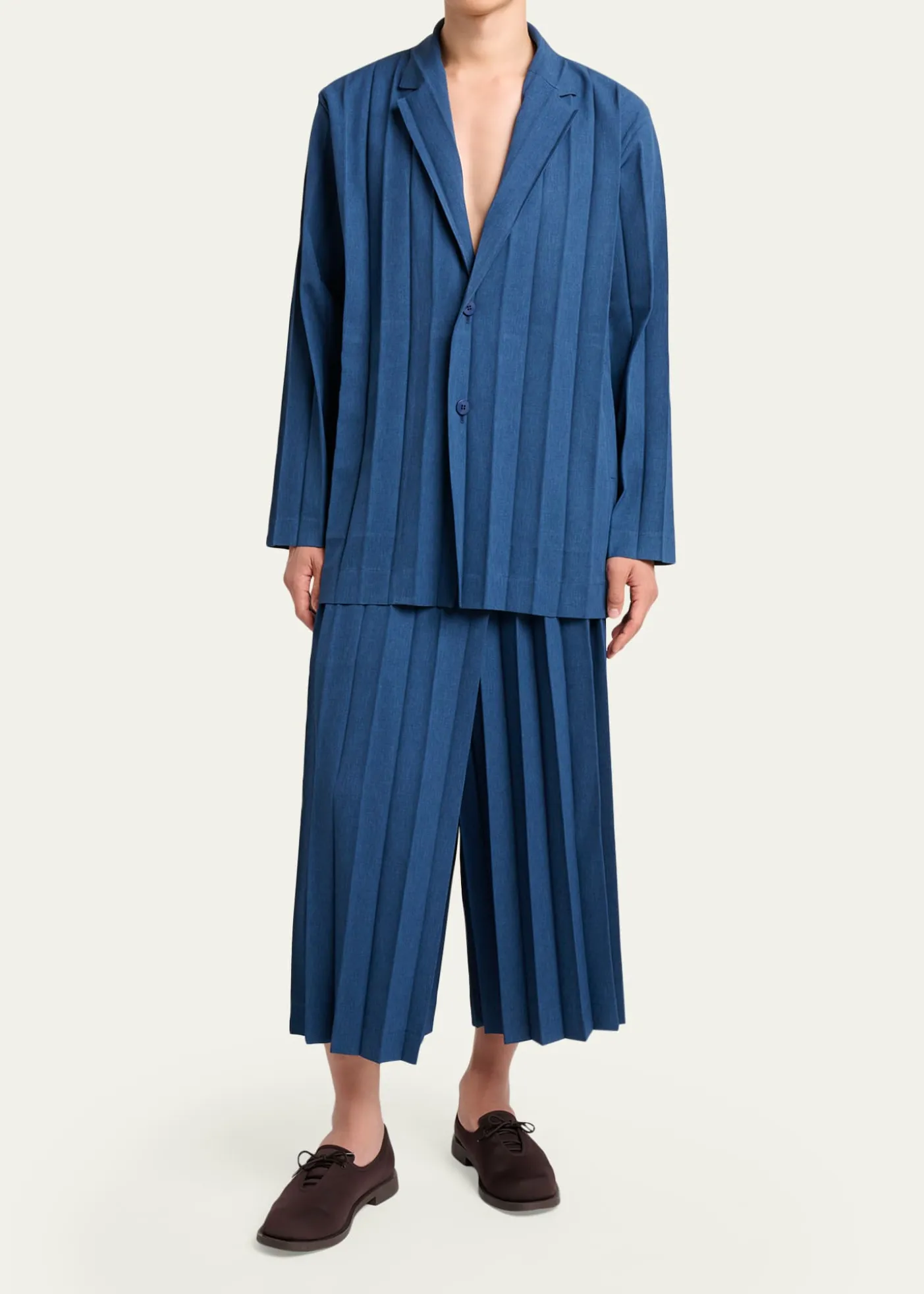 Homme Plisse Issey MiyakeMen's Edge Ensemble Single-Breasted Pleated Jacket