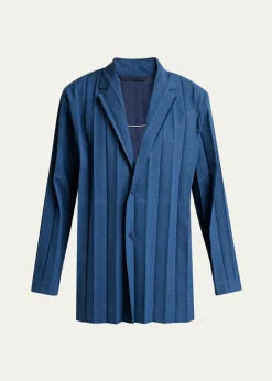 Homme Plisse Issey MiyakeMen's Edge Ensemble Single-Breasted Pleated Jacket
