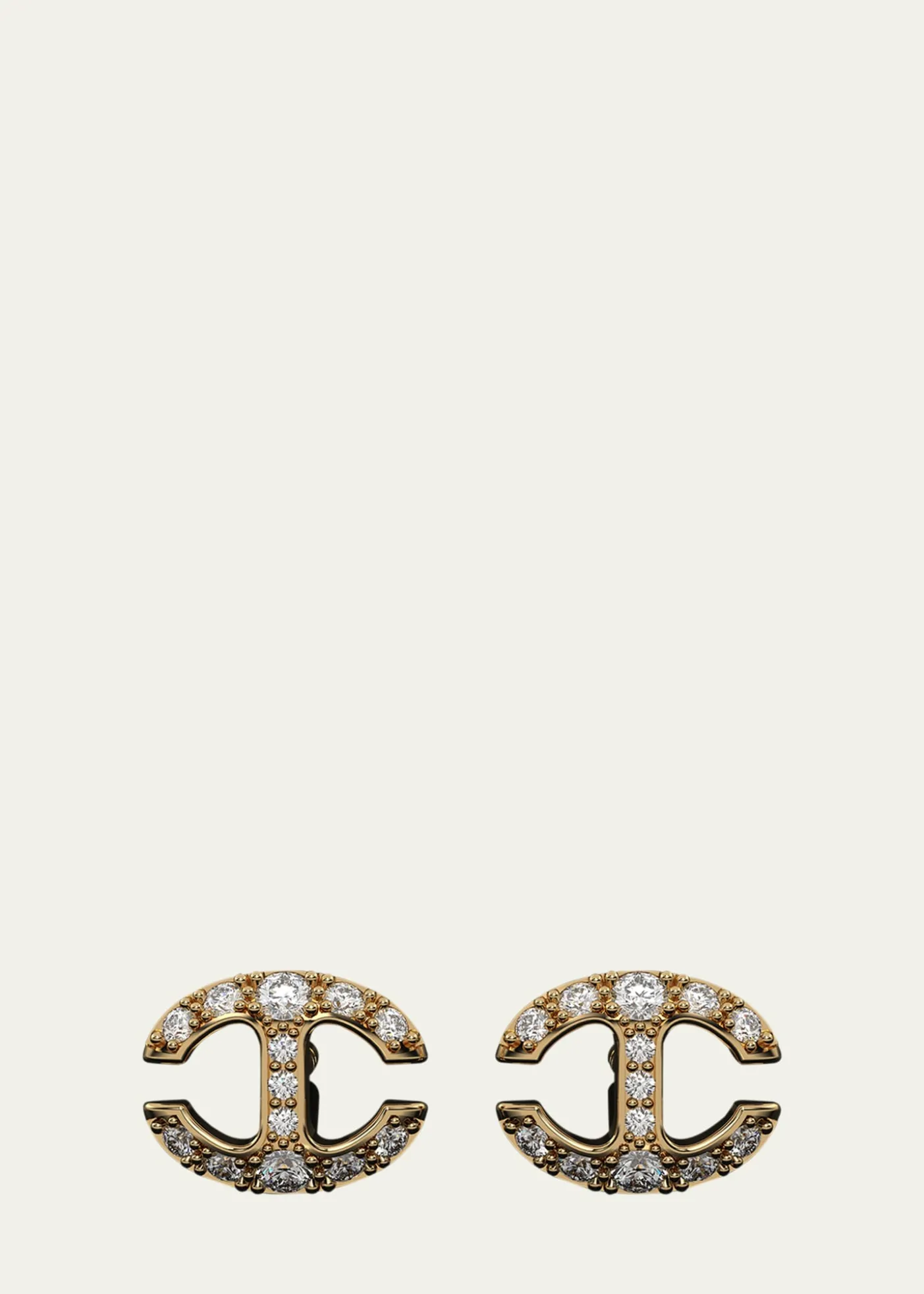 Hoorsenbuhs18K Yellow Gold Small Link Stud Earrings with White Diamonds