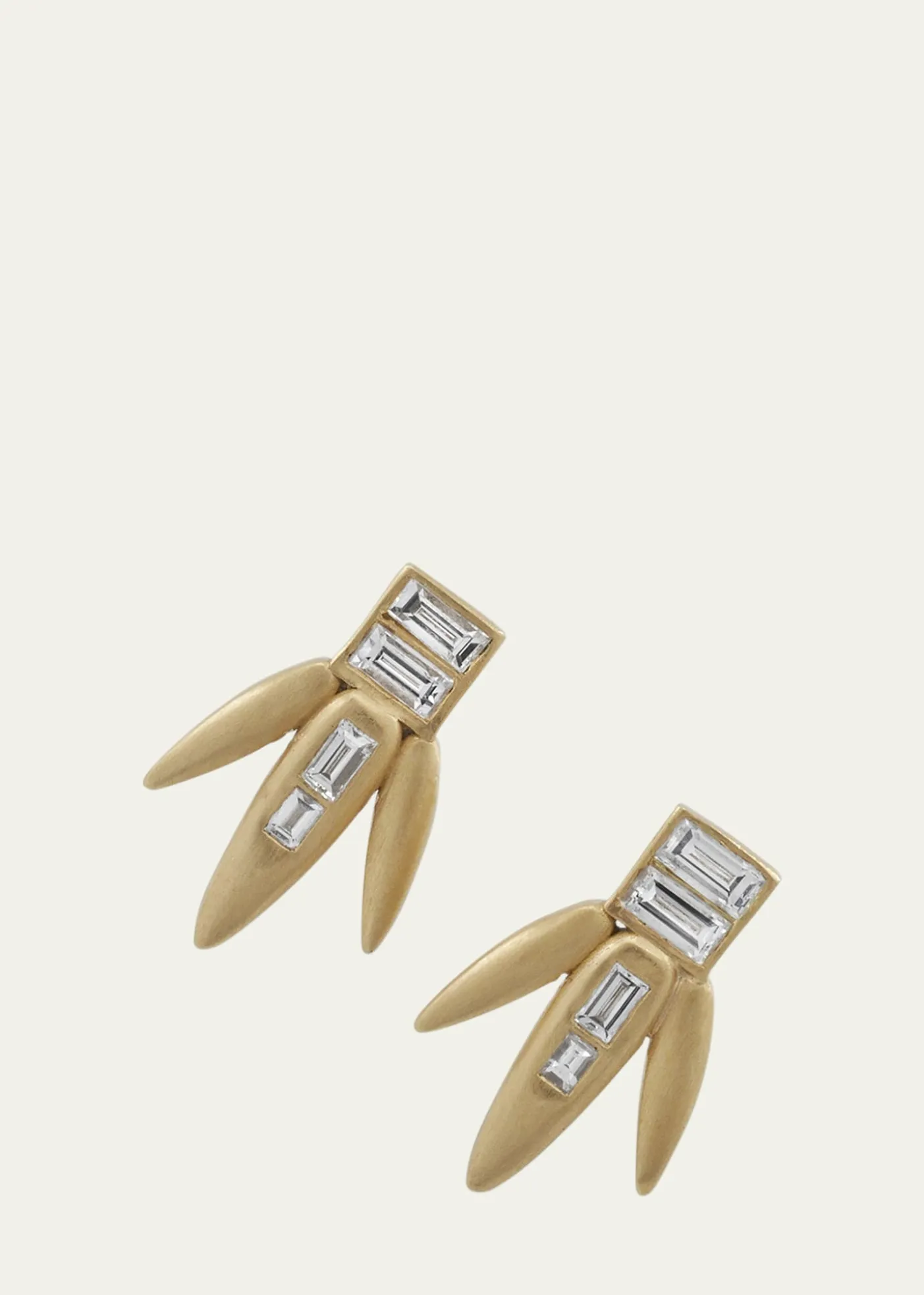 ILEANA MAKRIBaguette Diamond Grass Straw Earrings in 18K Yellow Gold