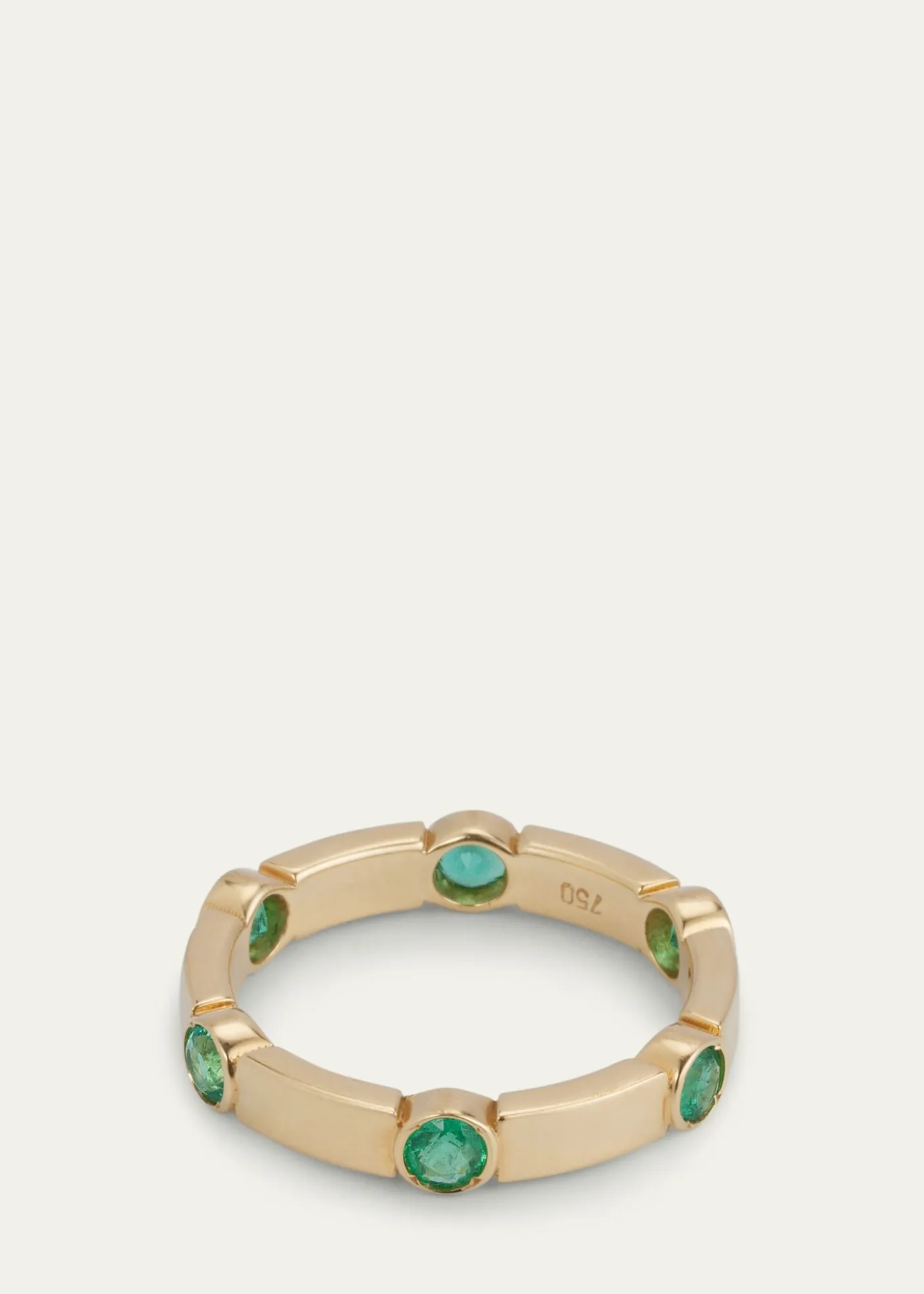 ILEANA MAKRI18K Yellow Gold Stepping Stones Stream Ring with Emeralds