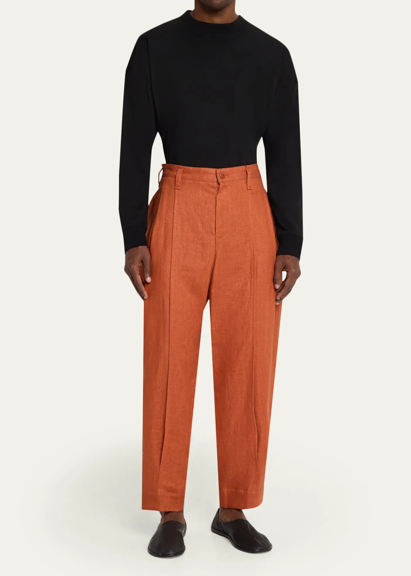 IM MENMen's Linen Pleated Tapered-Leg Trousers