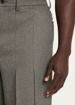 IM MENMen's Wool Like Light Pleated Trousers