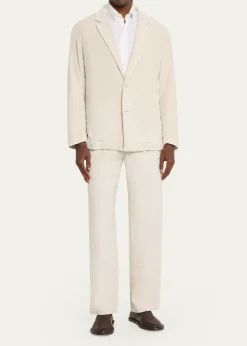 IM MENMen's Cotton Pigment Pleated Straight-Leg Trousers