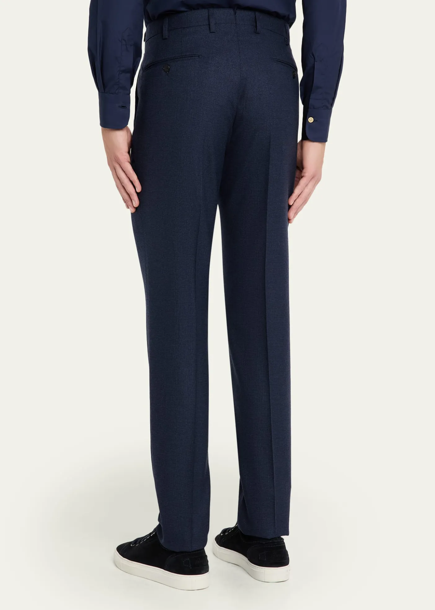 IncotexMen's Micro-Houndstooth Wool and Cashmere Trousers
