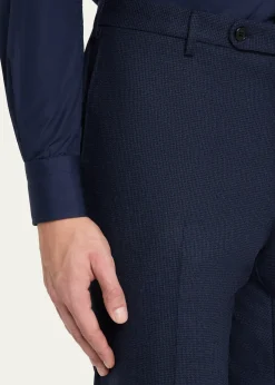 IncotexMen's Micro-Houndstooth Wool and Cashmere Trousers