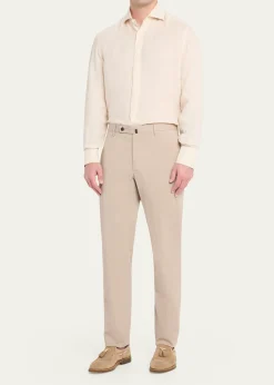 IncotexMen's Pressed-Crease Cotton Trousers