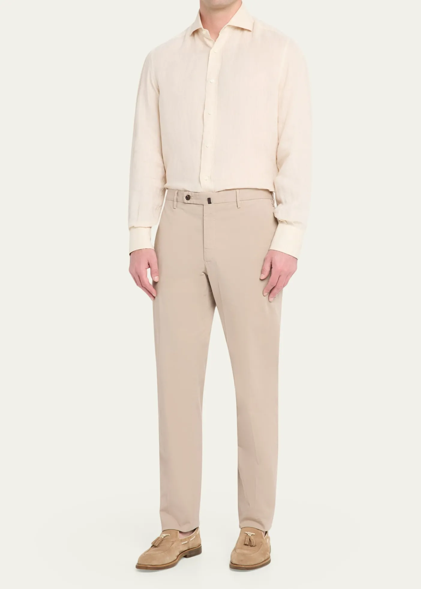 IncotexMen's Pressed-Crease Cotton Trousers