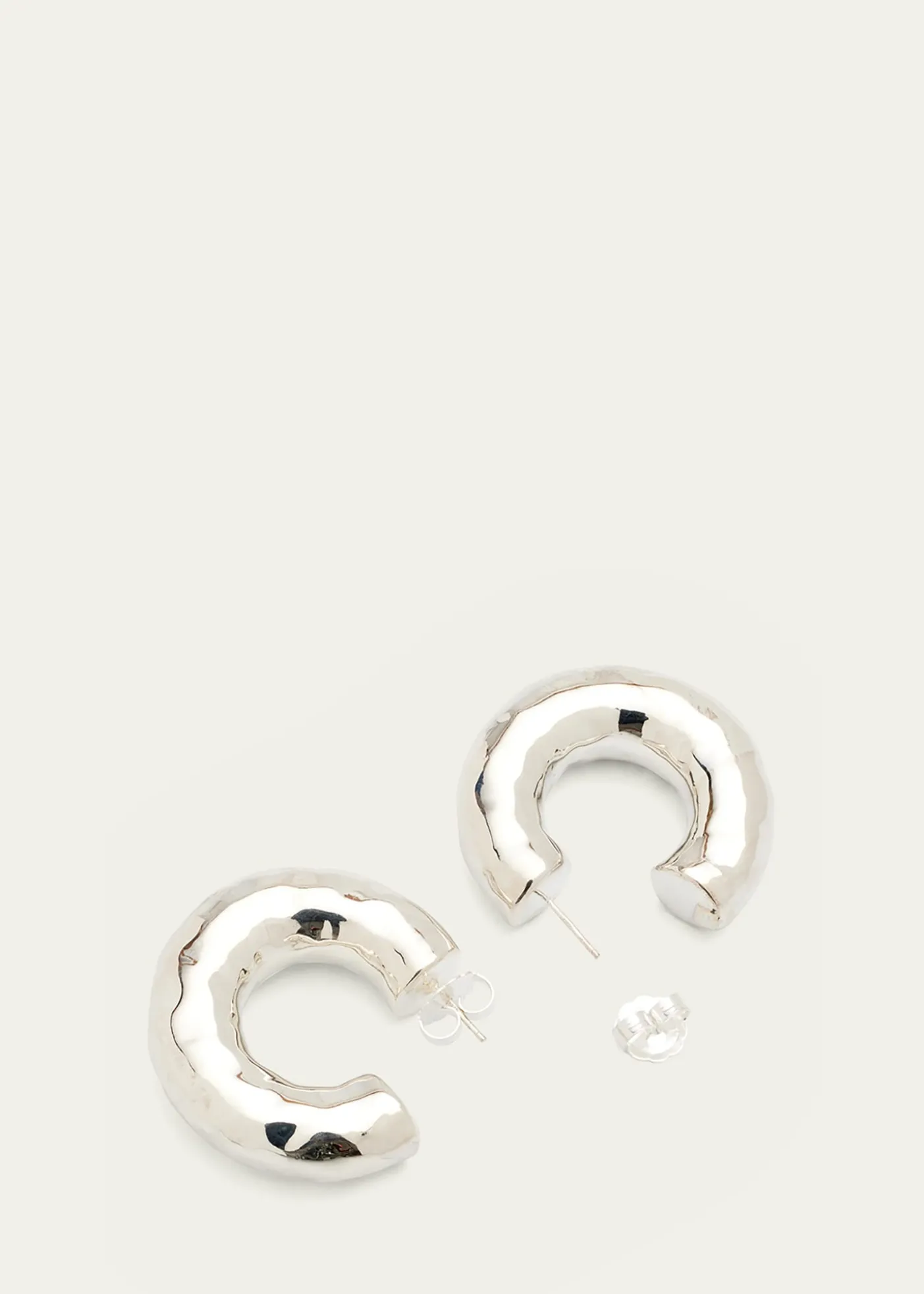 IppolitaHammered Medium Hoop Earrings in Sterling Silver