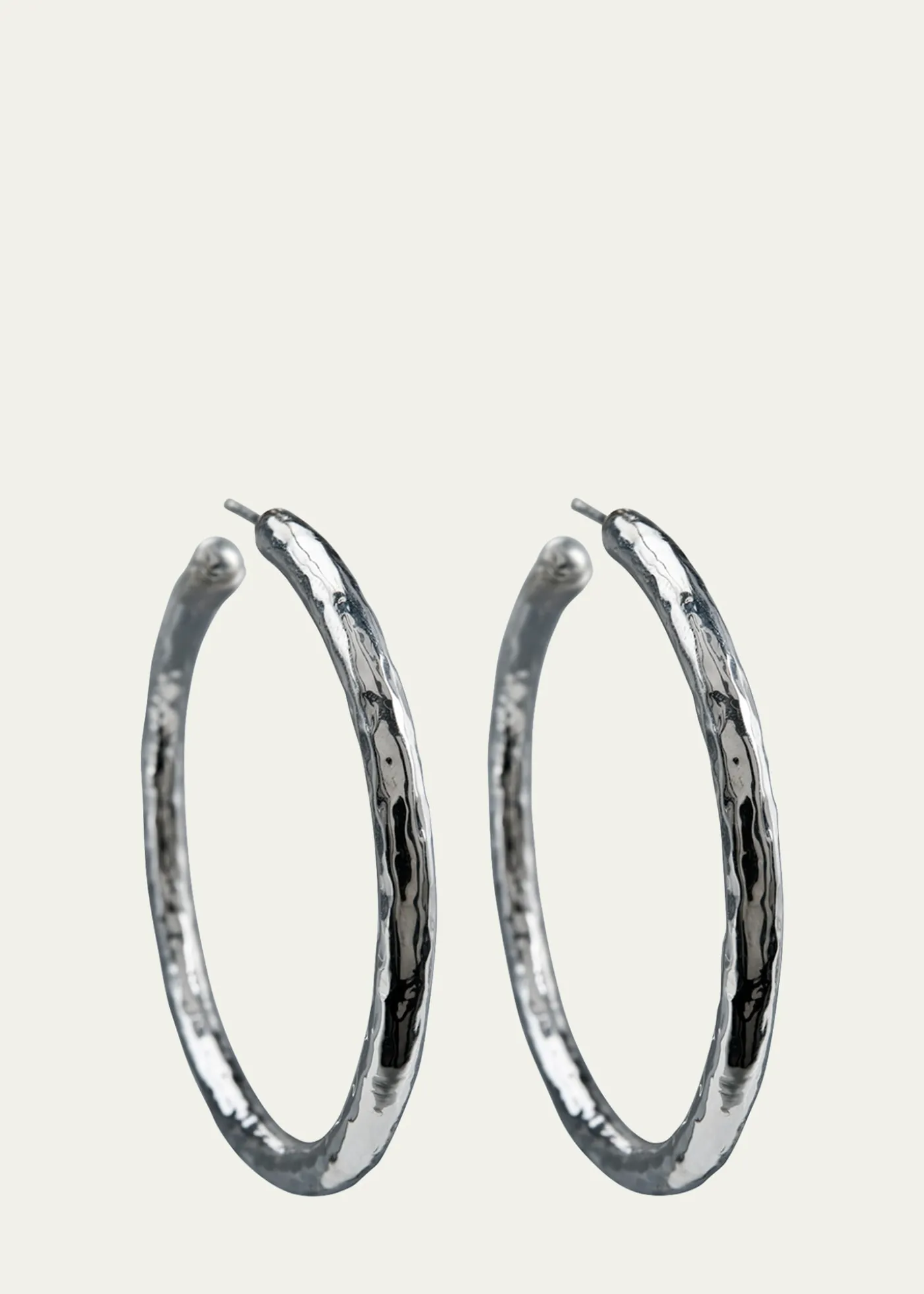 IppolitaLarge Hammered Hoop Earrings in Sterling Silver