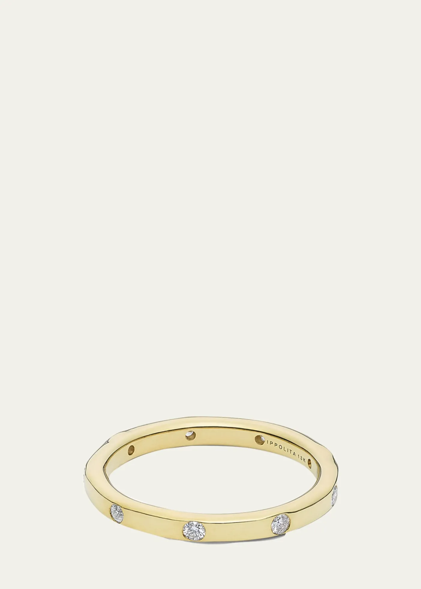 IppolitaThin Band Ring in 18K Gold with Diamonds