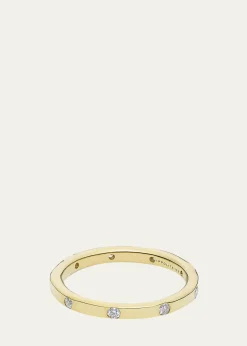 IppolitaThin Band Ring in 18K Gold with Diamonds