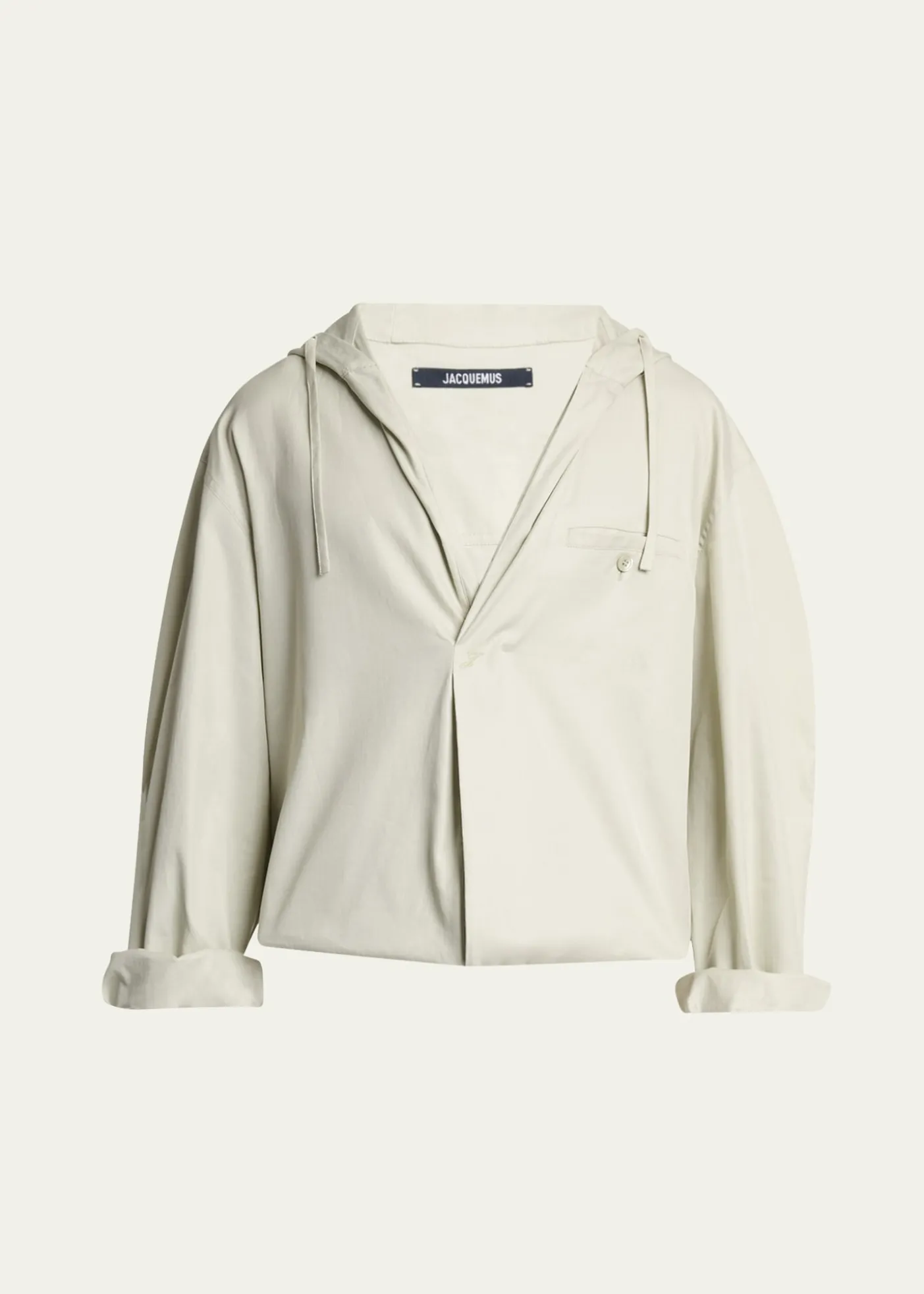 JacquemusMen's La Blouse Cotton Herringbone Hooded Shirt