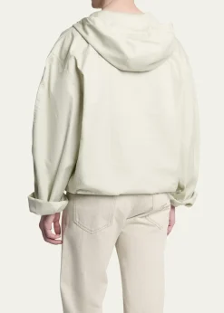 JacquemusMen's La Blouse Cotton Herringbone Hooded Shirt
