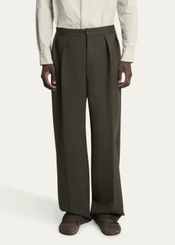 JacquemusMen's Le Pantalon Wide-Leg Pleated Pants