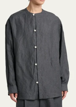 JacquemusMen's Linen Hairline Stripe Relaxed Button-Down Shirt