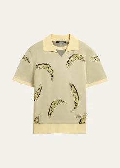 JacquemusMen's Marino Banana Jacquard Polo Shirt