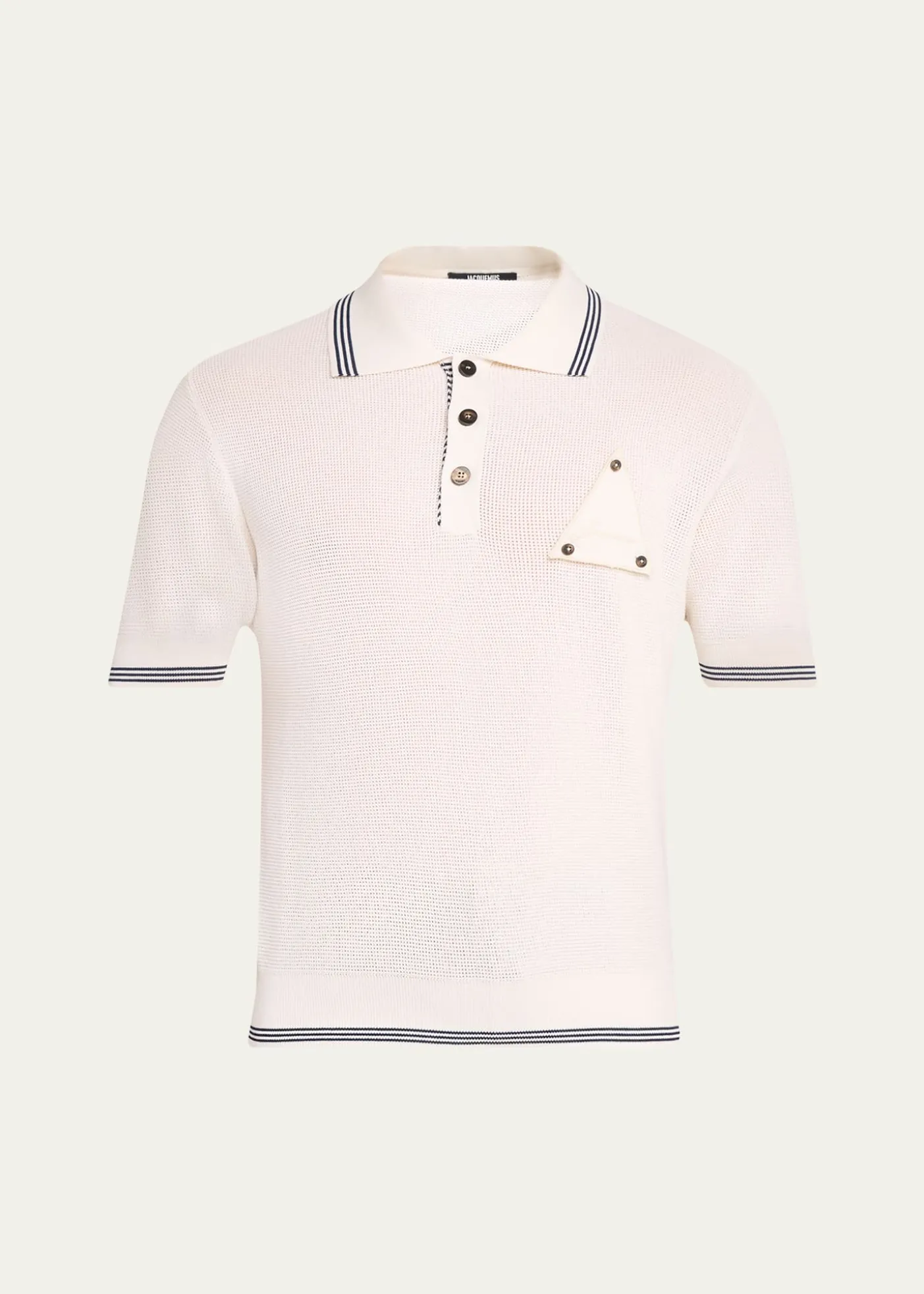 JacquemusMen's Silk and Cotton Mesh Polo Shirt