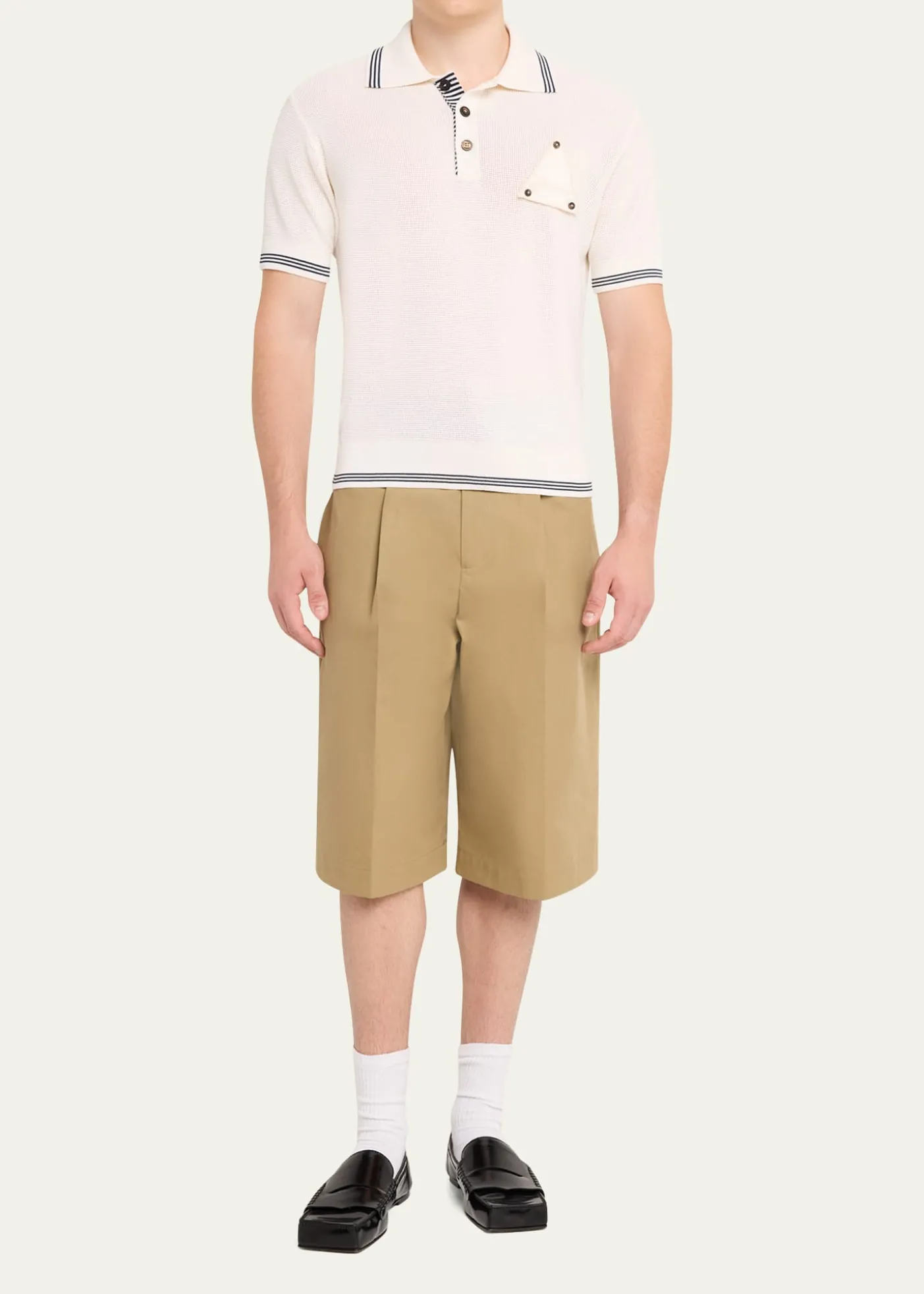 JacquemusMen's Silk and Cotton Mesh Polo Shirt