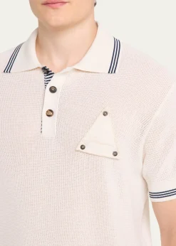 JacquemusMen's Silk and Cotton Mesh Polo Shirt