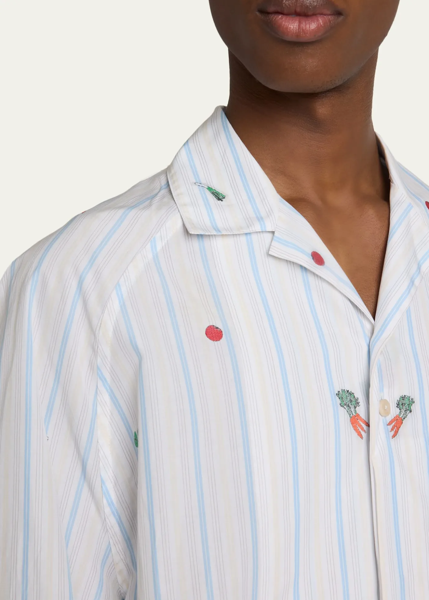JacquemusMen's Vegetable Stripe Cotton Short-Sleeve Shirt