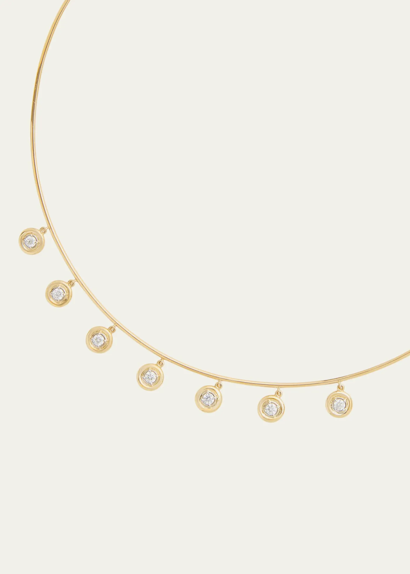 Jamie Wolf18K Yellow and White Gold Round Edge Diamond Drop Wire Necklace