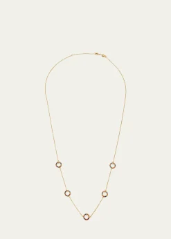 Jan Leslie Lapis, Tigers Eye, and Carnelian Dash Five Circle Station Necklace