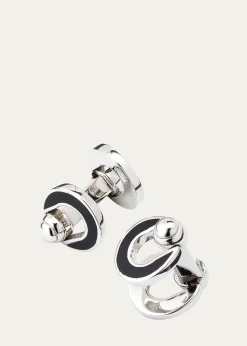 Jan LeslieMen's Horseshoe Enamel Flip Cufflinks