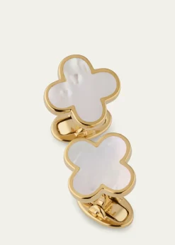 Jan LeslieMen's 18K Gold Vermeil Mother of Pearl Clover Cufflinks
