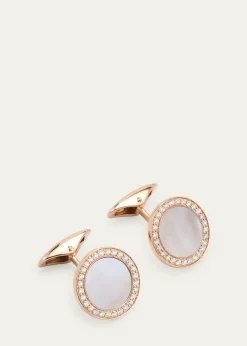Jan LeslieMen's 18K Rose Gold Mother Of Pearl and Diamond Cufflinks