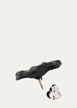 Jan LeslieMen's Matte Black Flower Lapel Pin