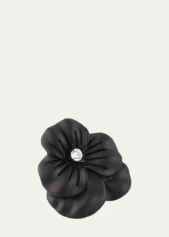 Jan LeslieMen's Matte Black Flower Lapel Pin