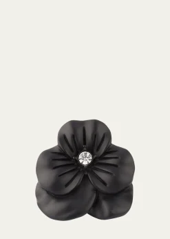 Jan LeslieMen's Matte Black Flower Lapel Pin