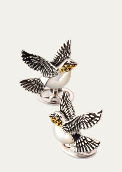 Jan LeslieMen's Peace Dove Sterling Silver Cufflinks