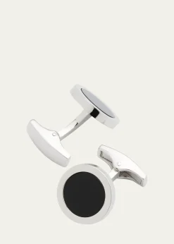 Jan LeslieMen's Round Black Onyx Cufflinks