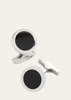 Jan LeslieMen's Round Black Onyx Cufflinks