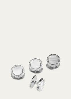 Jan LeslieMen's Round Mother-of-Pearl Screw Shirt Studs