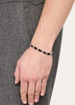 Jan LeslieMen's Sterling Silver and Rectangle Black Onyx Bracelet