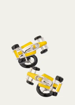 Jan LeslieMen's Sterling Silver Enamel Race Car Cufflinks