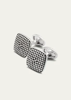 Jan LeslieMen's Sterling Silver Dotted Square Cufflinks
