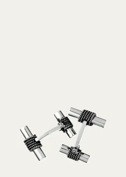 Jan LeslieMen's Sterling Silver Rope Tube Cufflinks