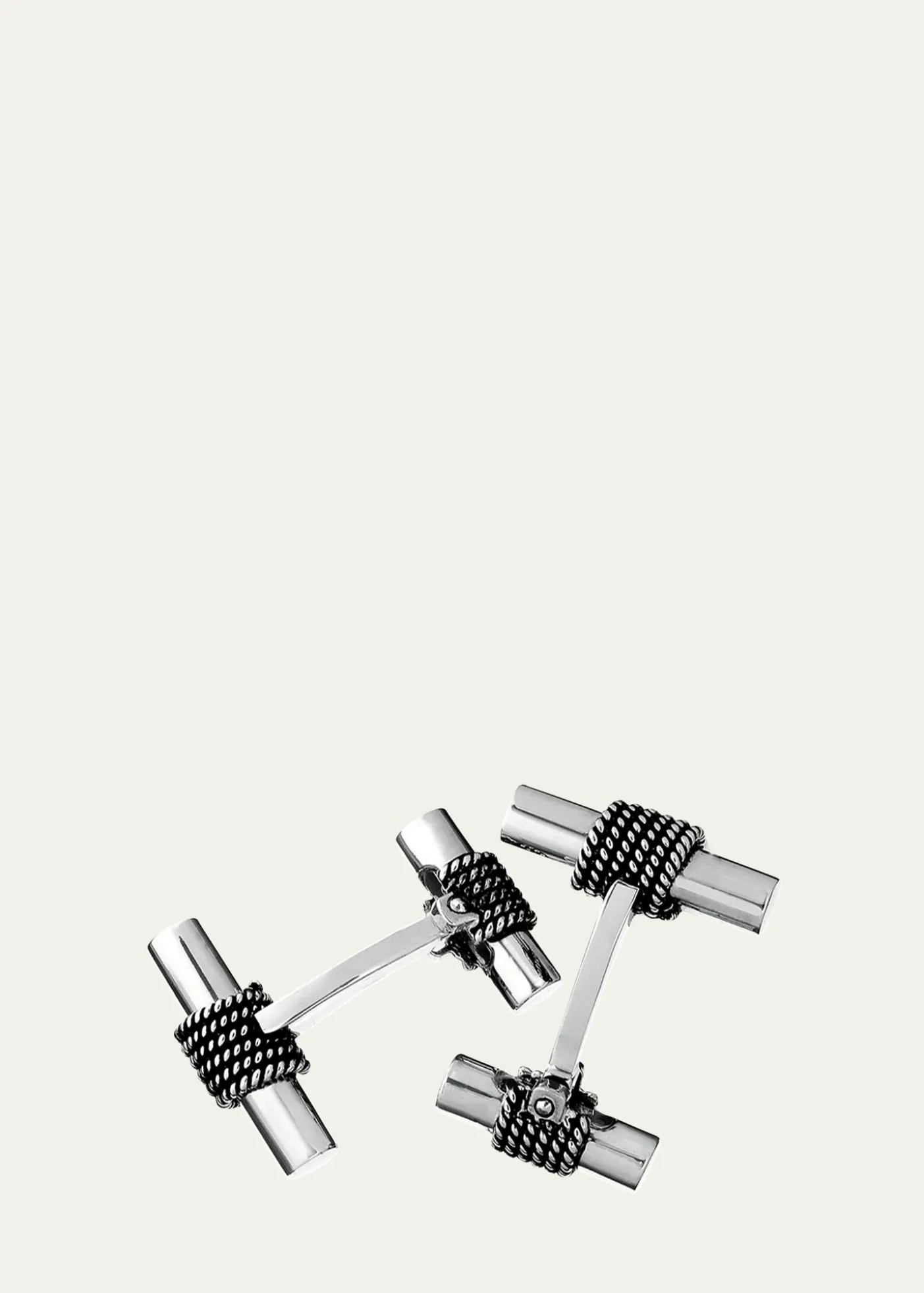 Jan LeslieMen's Sterling Silver Rope Tube Cufflinks