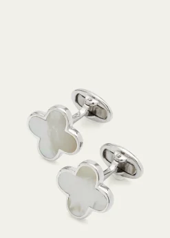 Jan LeslieMother-of-Pearl Clover Cuff Links