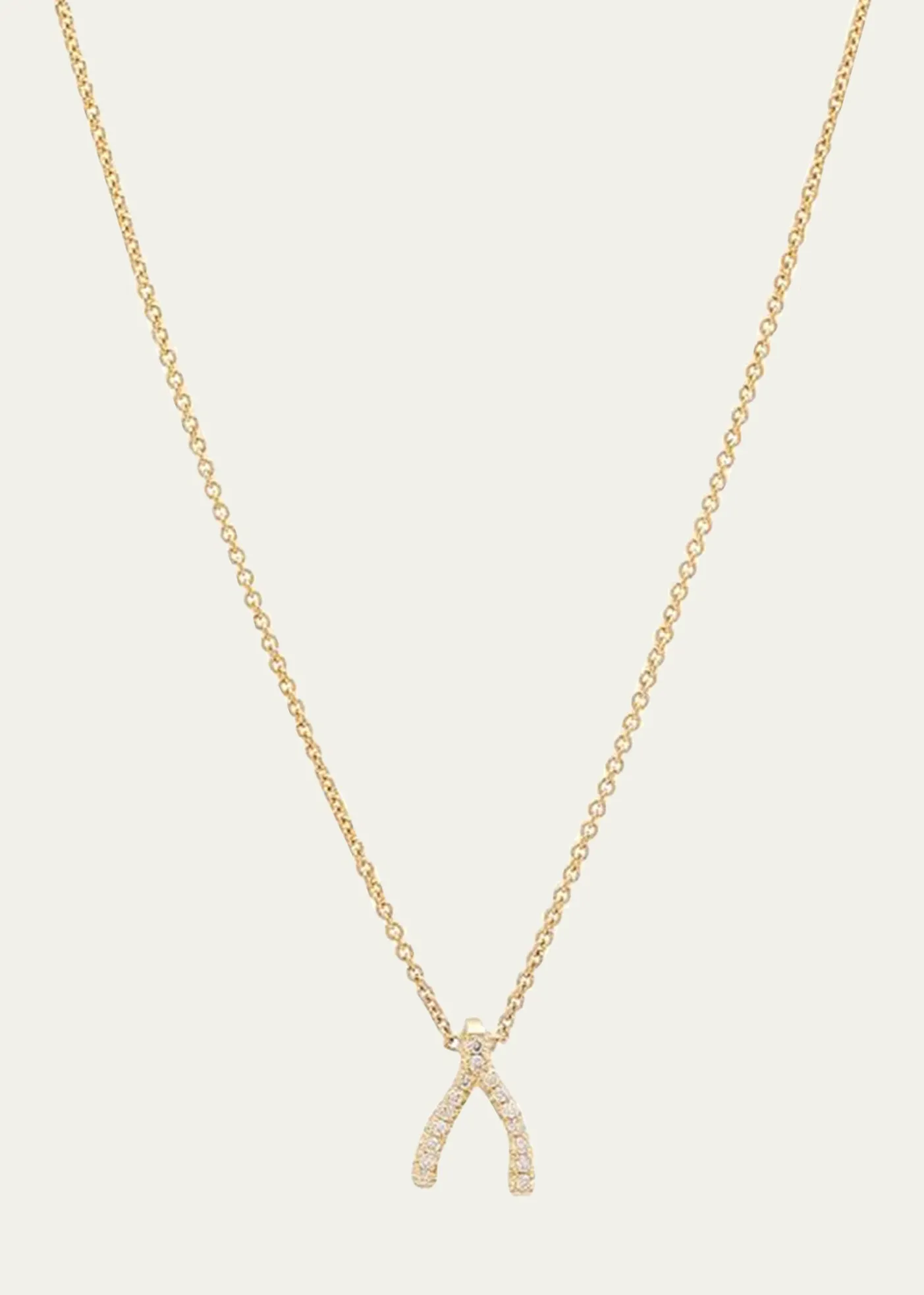Jennifer MeyerDiamond Mini Wishbone Necklace 18K Yellow Gold