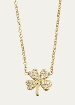 Jennifer Meyer18k Mini Diamond Four-Leaf Clover Necklace