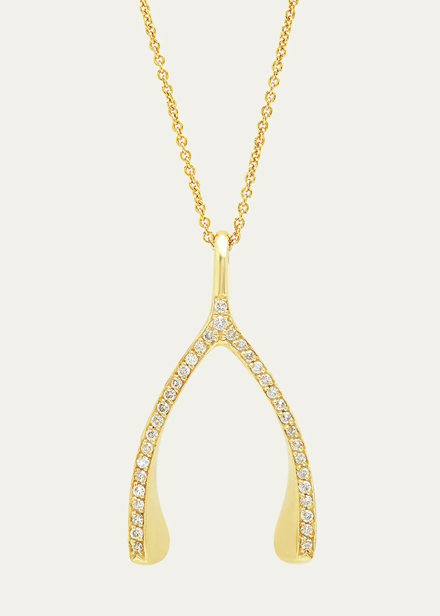 Jennifer Meyer18k Yellow Gold Diamond Wishbone Necklace
