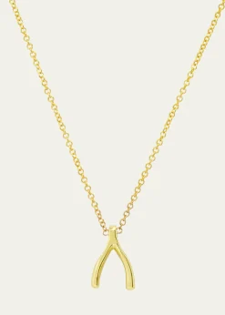 Jennifer Meyer18k Yellow Gold Mini Wishbone Pendant Necklace on 14k Chain