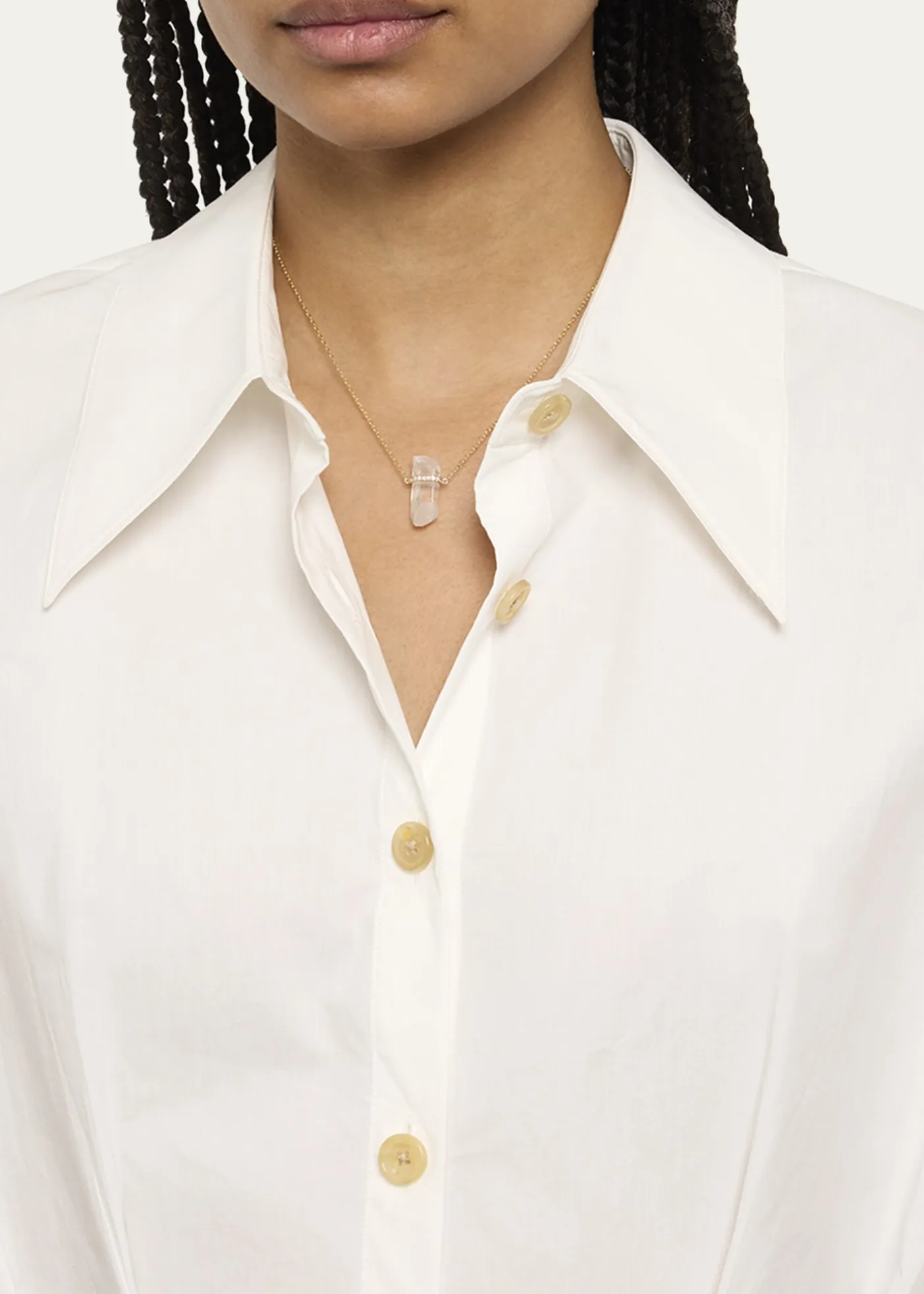 JIA JIA14k Yellow Gold Crystal Quartz and Diamond Bar Necklace