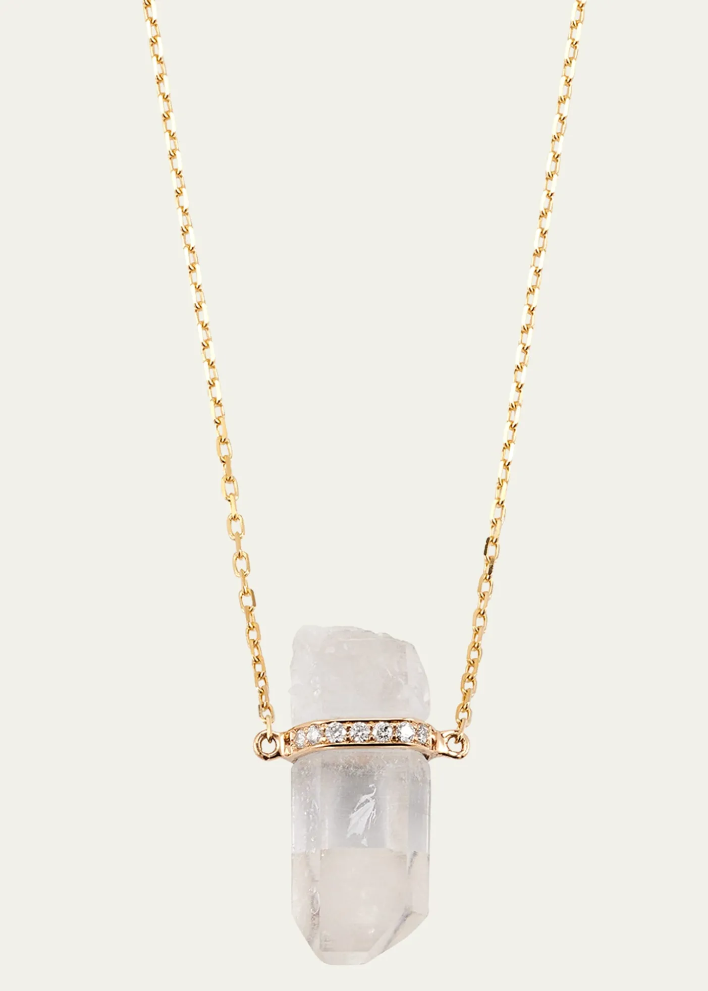 JIA JIA14k Yellow Gold Crystal Quartz and Diamond Bar Necklace