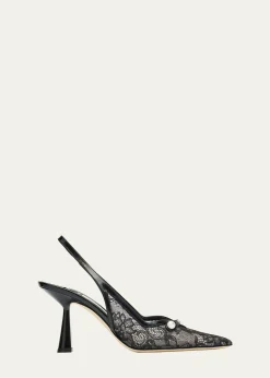Jimmy ChooAmita 85 Lace Slingback Pumps